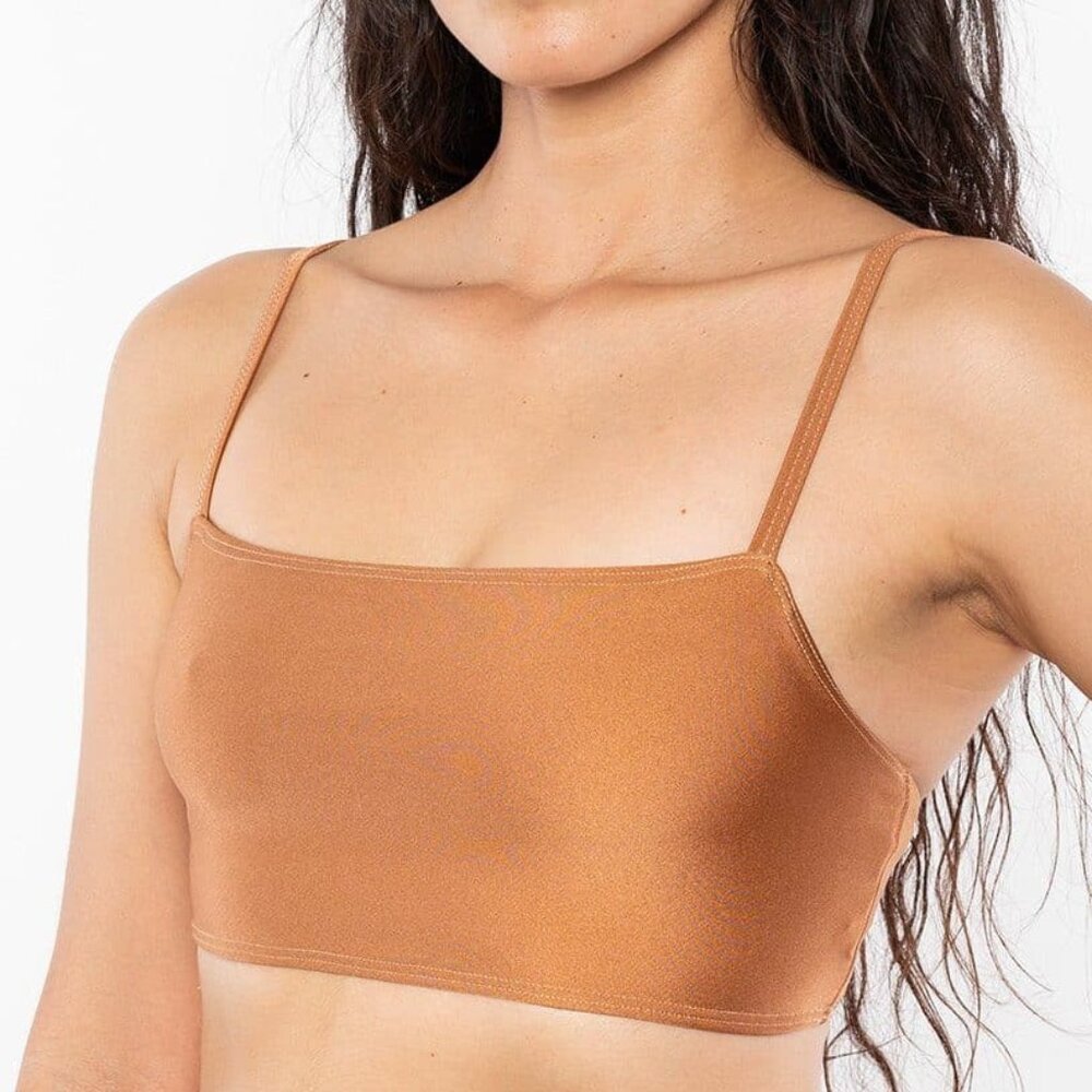 Los Angeles Apparel | M | Women | Brown Monochromatic Minimalist Crop Swim Top